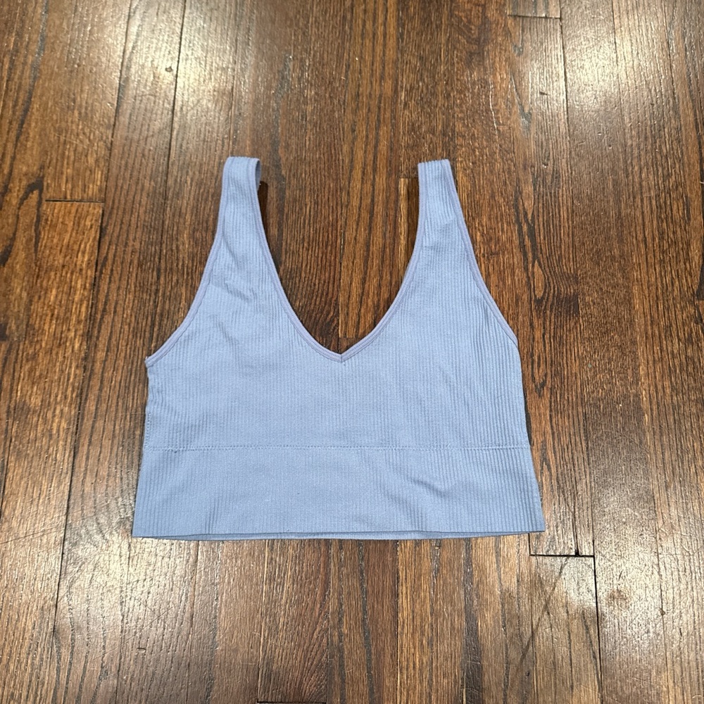 Light Blue Ribbed Crop Top